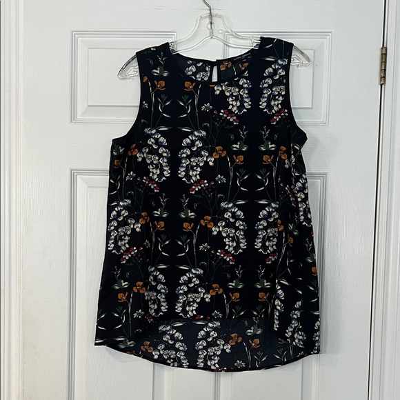 Mario Serrani Tops - Mario Serrani Black Top with Orange and White Floral Design